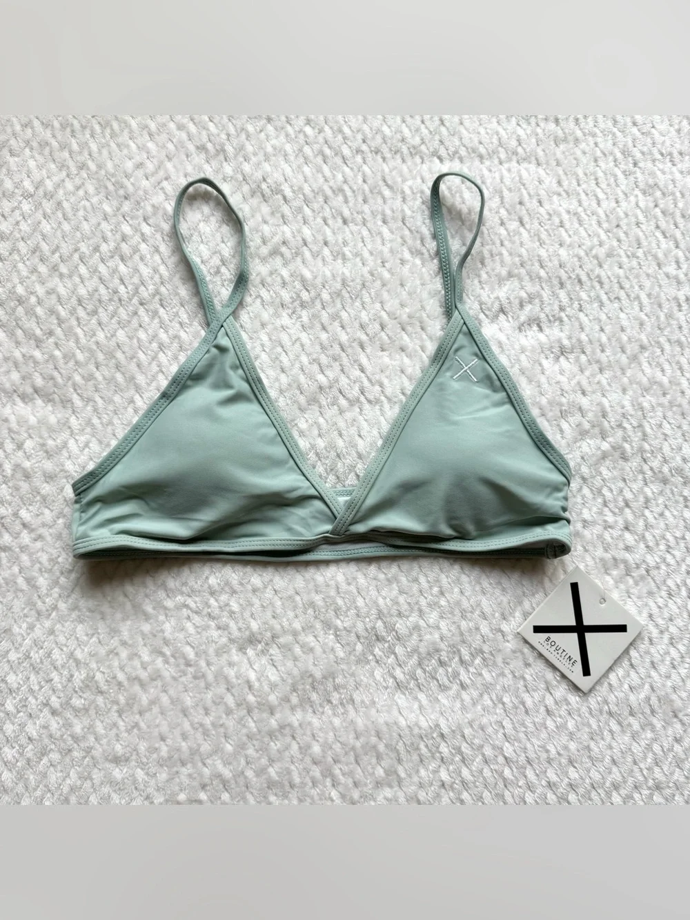 Boutine LA 3 Pc Bikini Set Swimsuit M Blue Mint 2 Tops 1 Bottom Beach Resort NWT